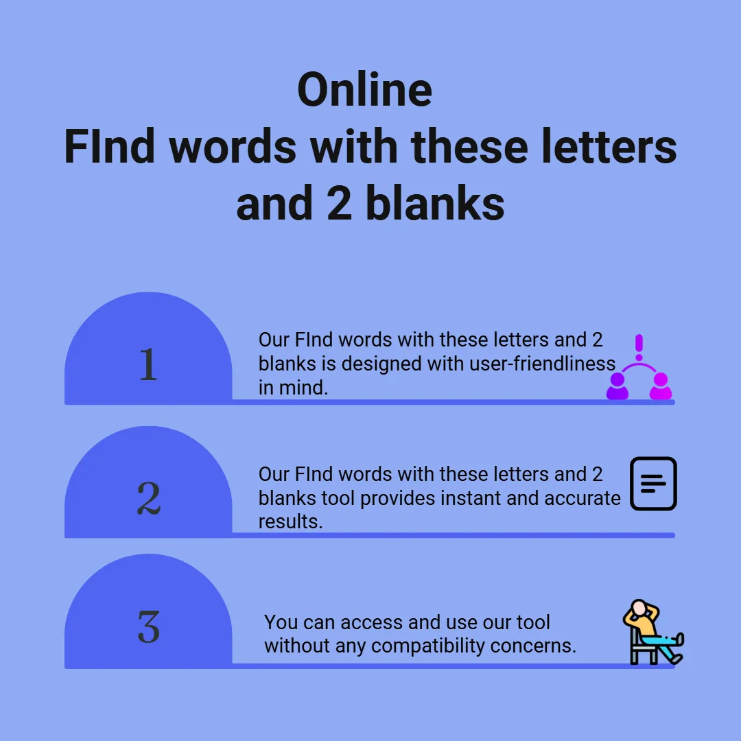 FInd words with these letters and 2 blanks