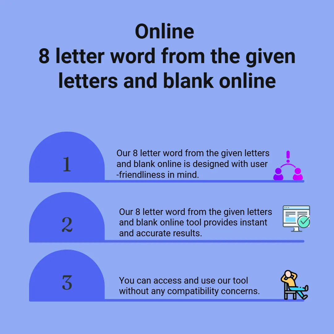 Online 8 letter words with these letters and a blank free​