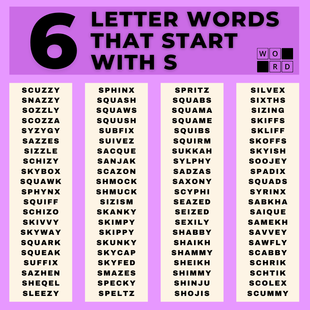 Six letter words that start with S