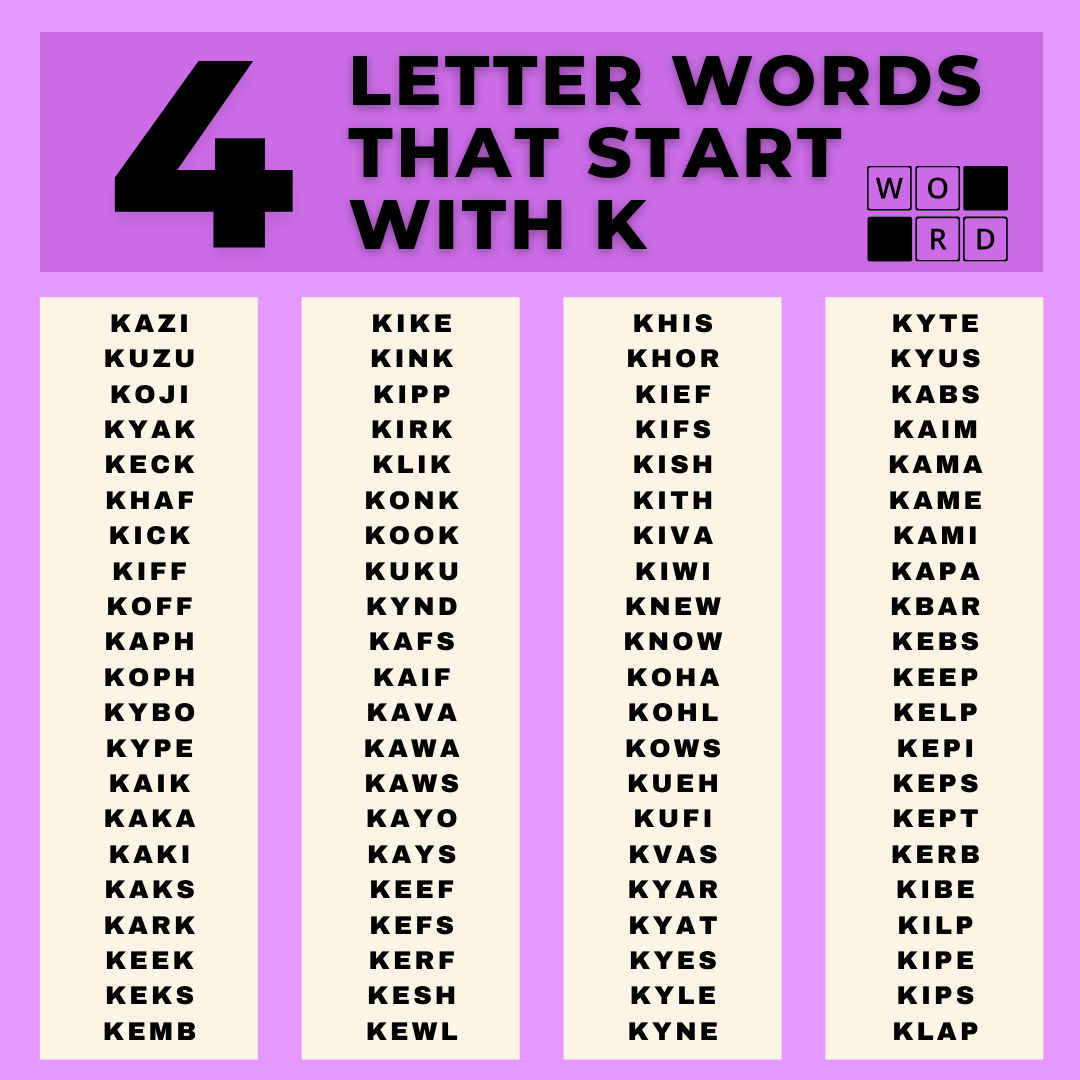 Four letter words that start with K