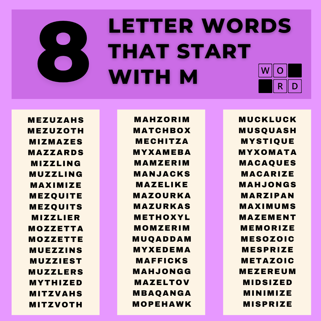 Eight letter words that start with M