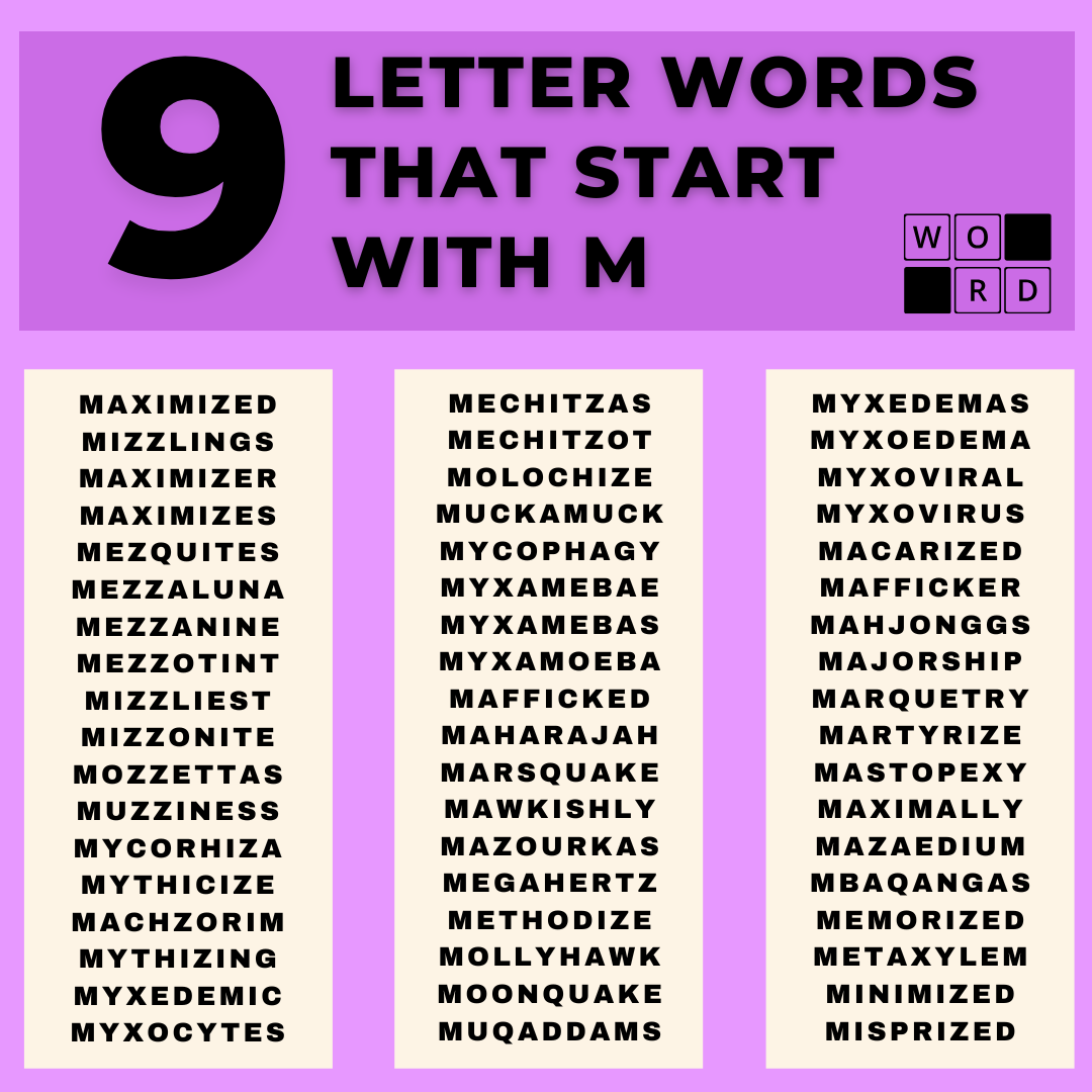 Nine letter words that start with M