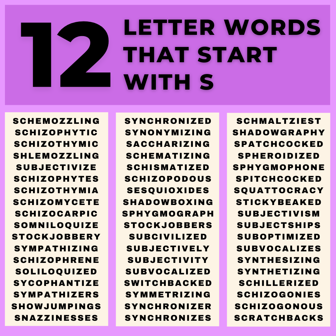 Twelve letter words that start with S