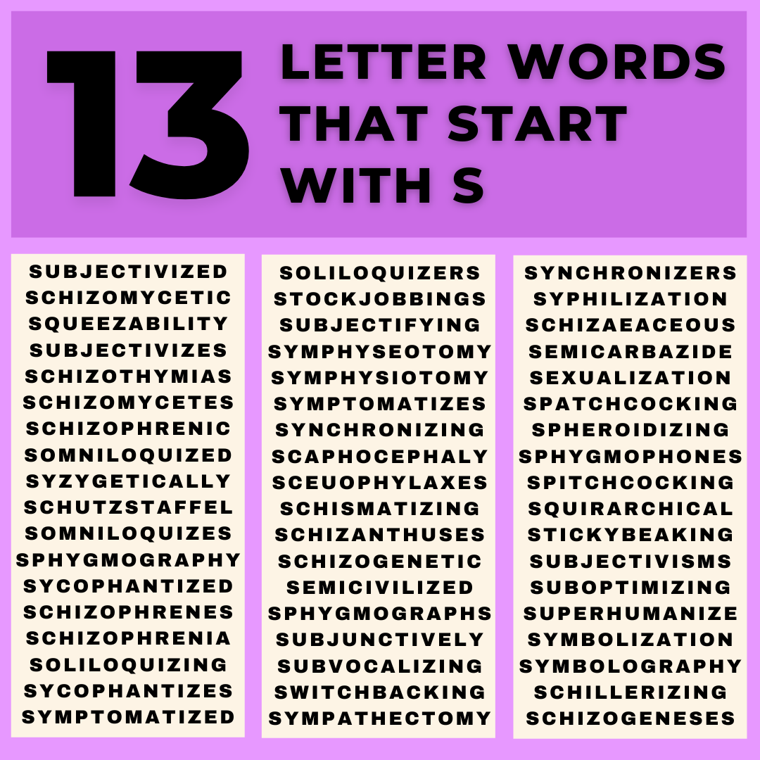 Thirteen letter words that start with S